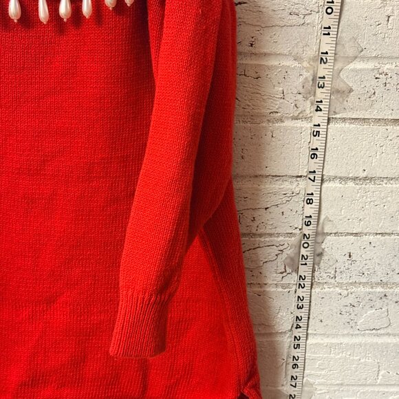 Studio C Red Beaded Pearl Embellished Sweater – Size 2X – Glam Off-Shoulder - Picture 4 of 10